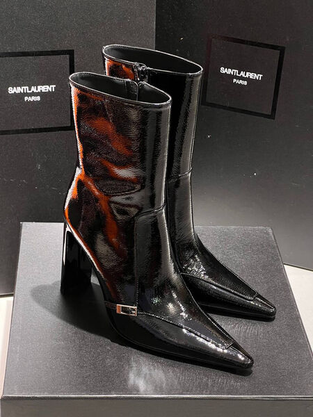Ботильоны Saint Laurent женский кожа черный 161790-4