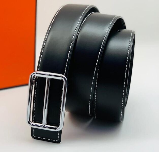 Мужской ремень Hermès мужской кожа черный 52552
