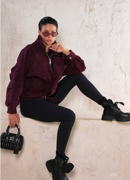 Куртка Saint Laurent женский замша бордовый 180476-5