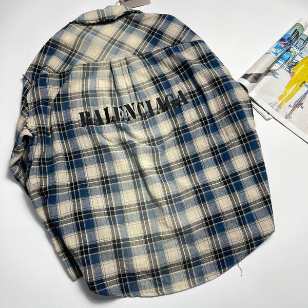 Мужская рубашка Balenciaga мужской синий 151412-2