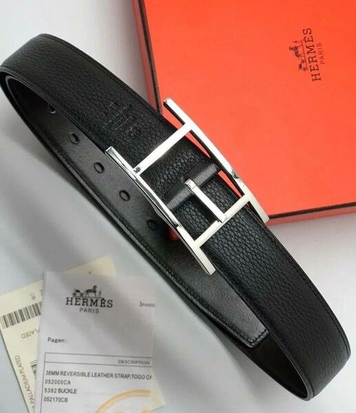 Мужской ремень Hermès мужской кожа черный 182687