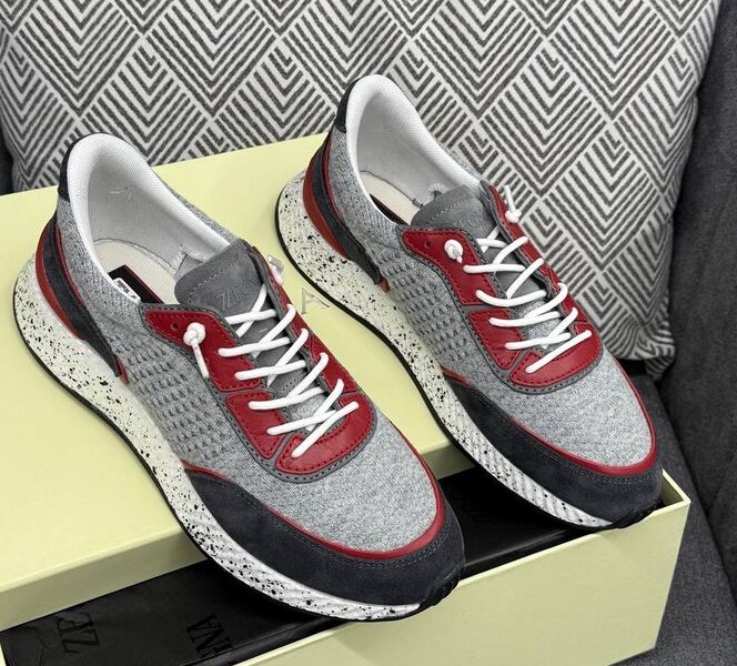 Мужские кроссовки Zegna мужской текстиль графитовый 192096