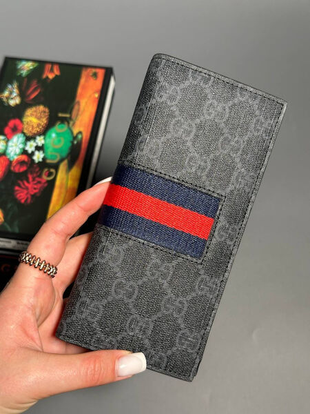 Мужской портмоне Gucci мужской канва графитовый 154016-3