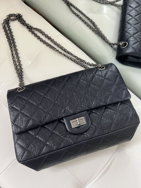 Сумка Chanel Vintage 28 см женский кожа синий 140265-2