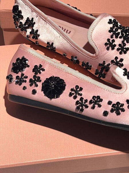 Лоферы Miu Miu женский текстиль розовый 148251-2