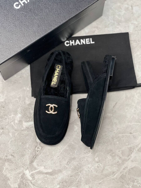 Лоферы Chanel женский замша черный 195680-2