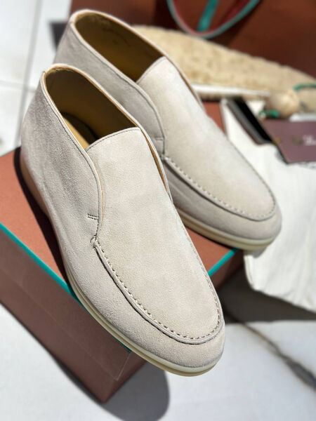 Лоферы Loro Piana женский замша графитовый 159305-3