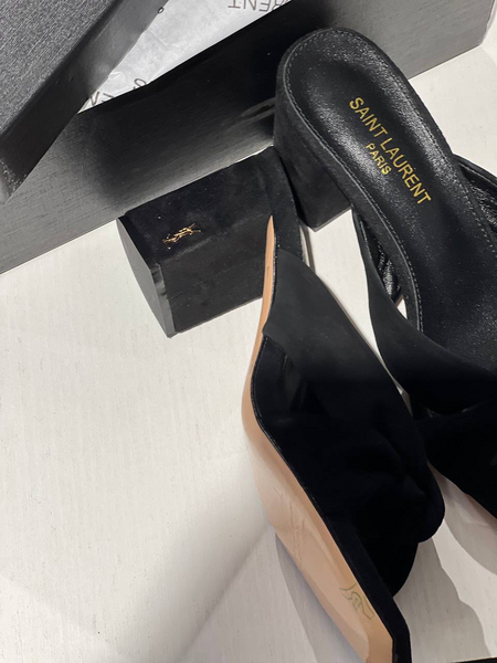 Босоножки Saint Laurent женский замша черный 12773-2