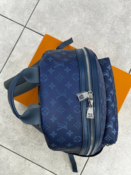 Мужской рюкзак Louis Vuitton мужской кожа синий 167100-3