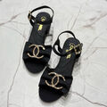 Босоножки Chanel женский текстиль черный 180454-3
