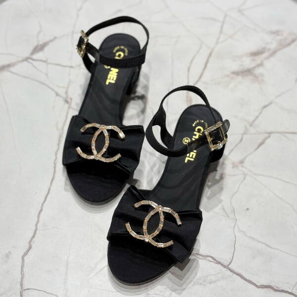 Босоножки Chanel женский текстиль черный 180454-3