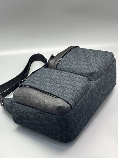 Мужская сумка мессенджер Christian Dior мужской кожа swift черный,белый 200801-5