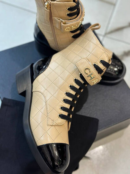 Ботинки Chanel женский кожа бежевый 125145-2