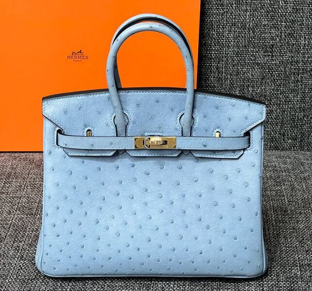 Сумка Hermès Birkin 25 Ostrich Mykonos Gold Hardware женский кожа бирюзовый 122721