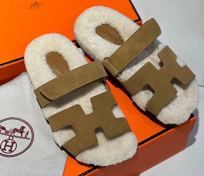 Шлепки Hermès женский замша болотный 120089