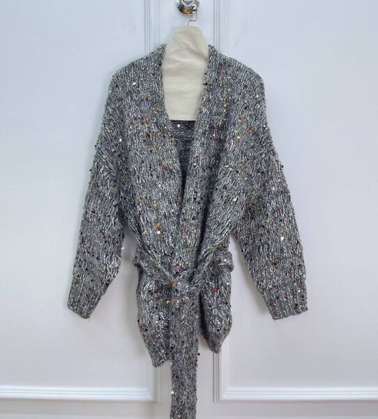 Кардиган Brunello Cucinelli женский вязаная ткань графитовый 199327