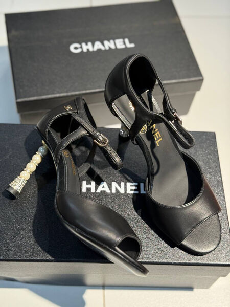Туфли Chanel женский кожа черный 189217-2