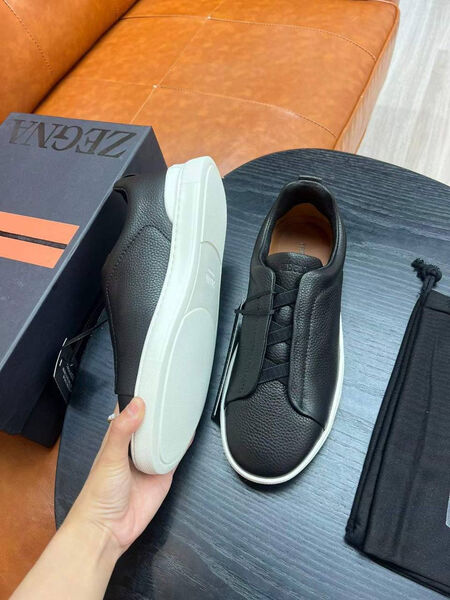 Мужские кеды Zegna мужской кожа черный 165823-4
