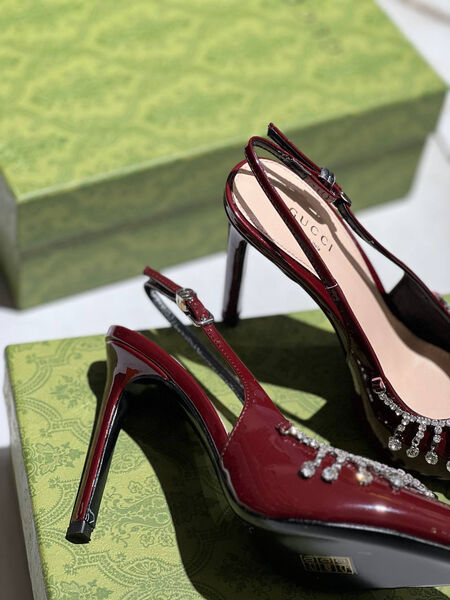 Туфли Gucci женский кожа бордовый 171028-3