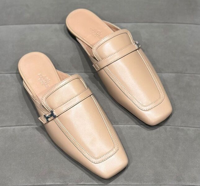 Мюли Hermès женский кожа бежевый 117099