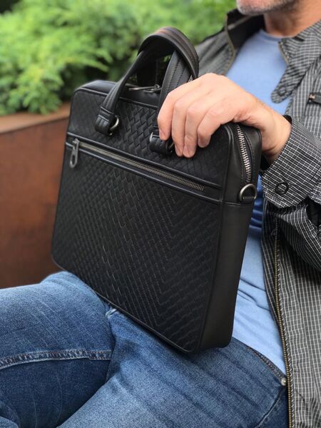Портфель Bottega Veneta мужской кожа черный 61986-2