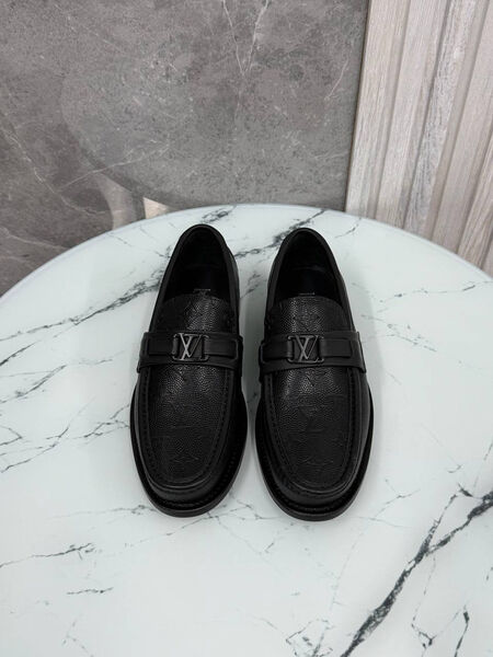 Мужские лоферы Louis Vuitton мужской кожа черный 185746-3