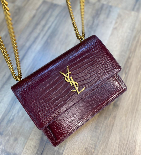 Сумка Saint Laurent женский кожа бордовый 77465