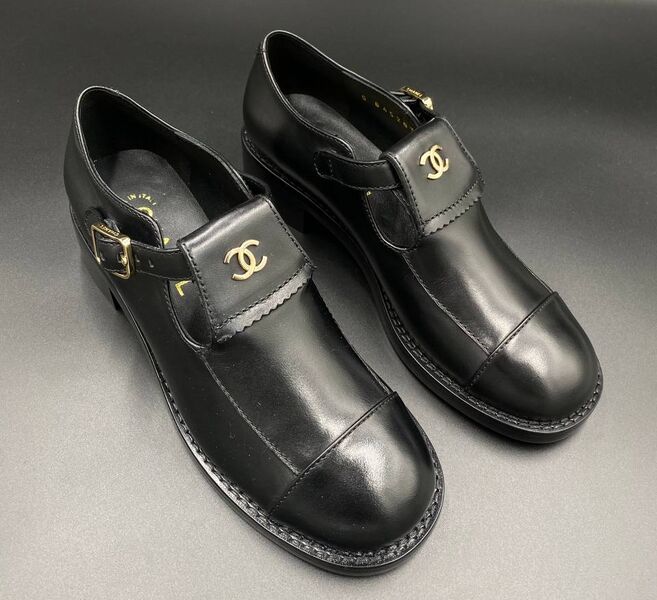 Лоферы Chanel женский кожа черный 129257
