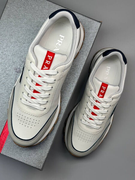 Мужские кроссовки Prada мужской кожа белый 190661-5