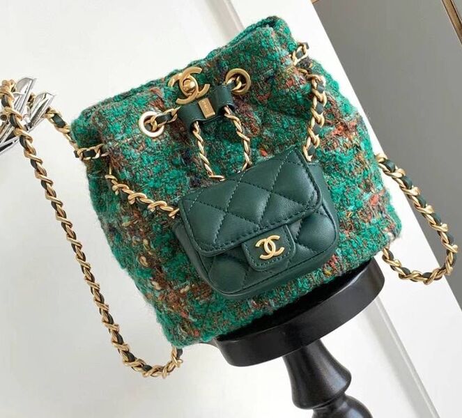 Рюкзак Chanel женский твид болотный 123249