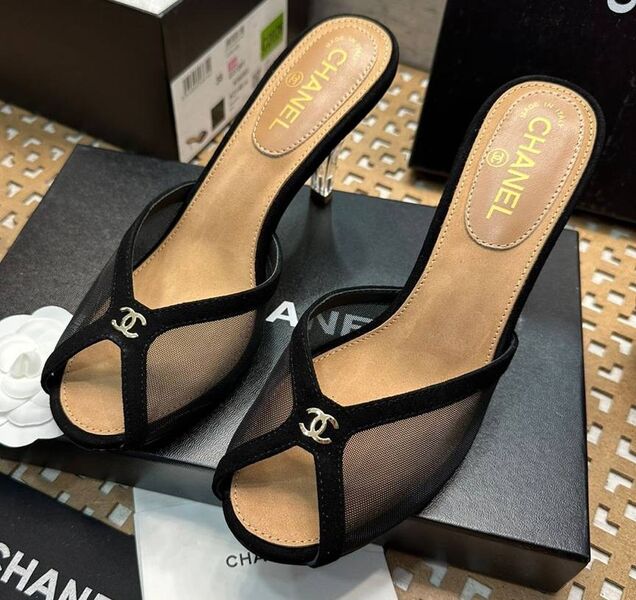 Шлепки Chanel женский кожа epi черный 154777