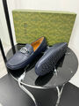 Мужские мокасины Gucci мужской кожа синий 195866-3