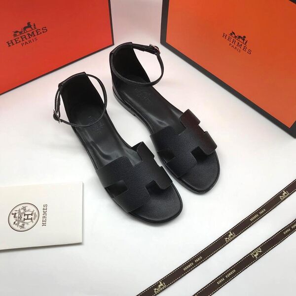 Сандалии Hermès женский кожа черный 66520-2