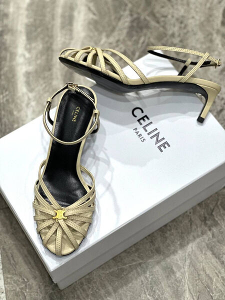 Босоножки Celine женский кожа бежевый 113772-2