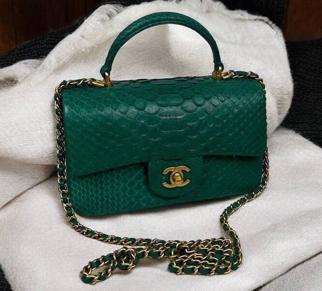 Сумка Chanel женский кожа болотный 156112