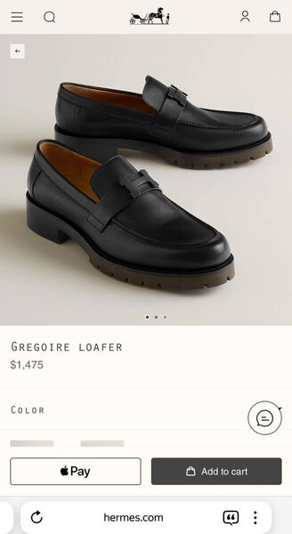 Мужские лоферы Hermès мужской кожа черный 169500-6