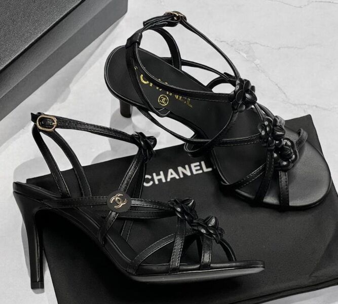Босоножки Chanel женский кожа черный 181754