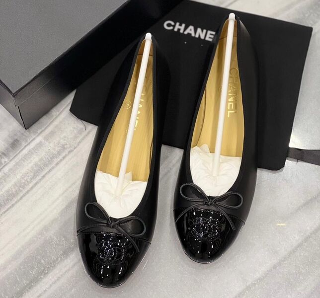 Балетки Chanel женский кожа черный 121623
