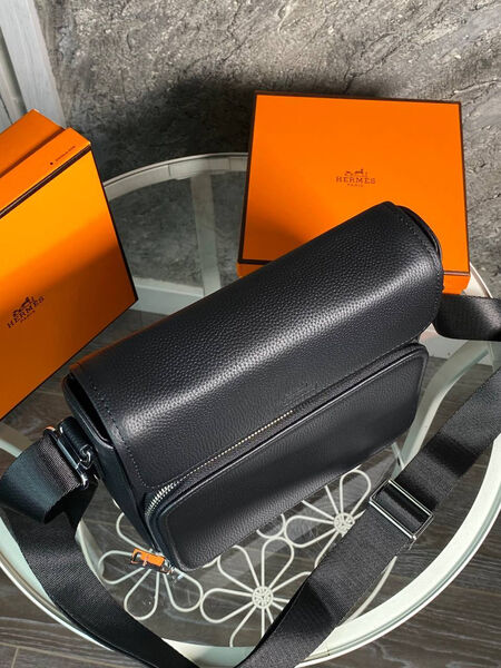 Мужская сумка мессенджер Hermès мужской кожа черный 164058-3