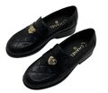 Лоферы Chanel женский кожа черный,серебристый 100829
