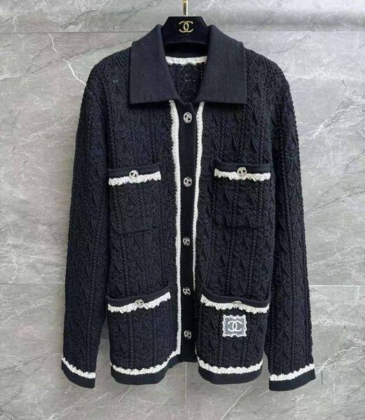 Кардиган Chanel женский вязаная ткань черный 151583