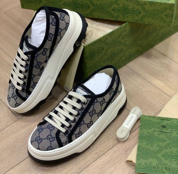 Кеды Gucci женский текстиль графитовый 141745