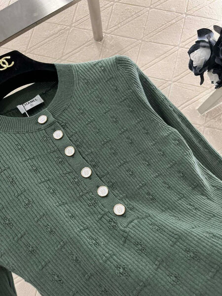 Лонгслив Chanel женский вязаная ткань болотный 165628-3