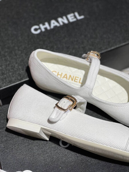 Балетки Chanel женский вельвет белый 132190-7