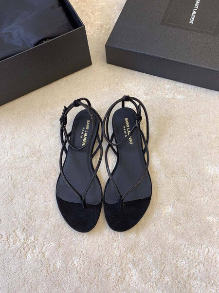Босоножки Saint Laurent женский замша черный 148805-2
