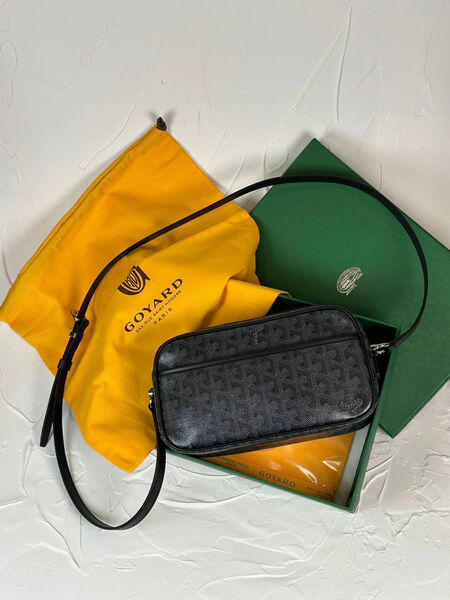 Мужская сумка мессенджер Goyard мужской кожа черный 173010-2