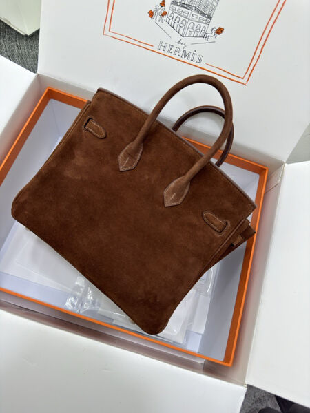 Сумка Hermès Birkin 25 женский замша бордовый 155735-2