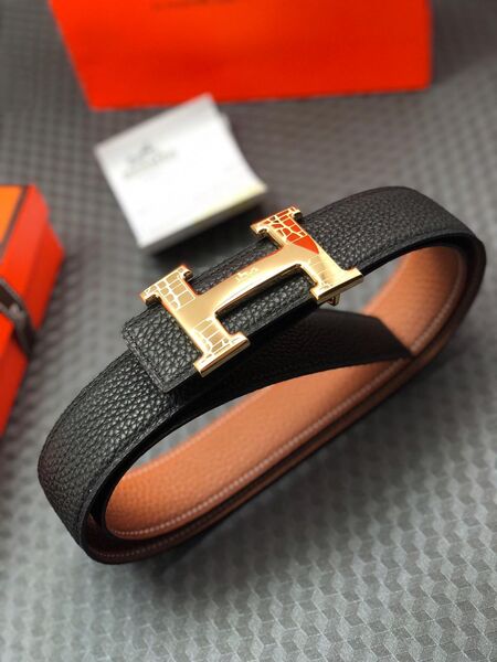 Мужской ремень Hermès мужской кожа черный 52492-3