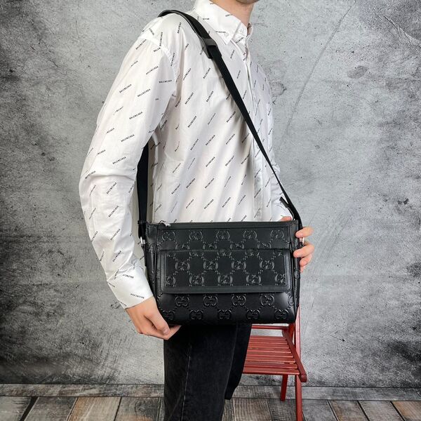 Мужская сумка мессенджер Gucci мужской кожа черный 42756-2
