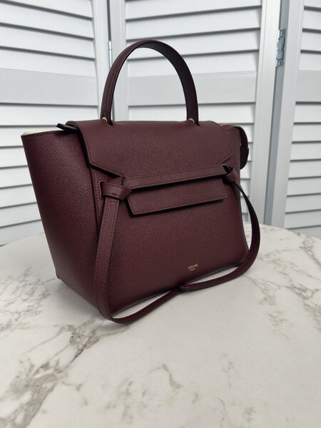 Сумка Celine Belt Micro женский кожа бордовый 141851-2